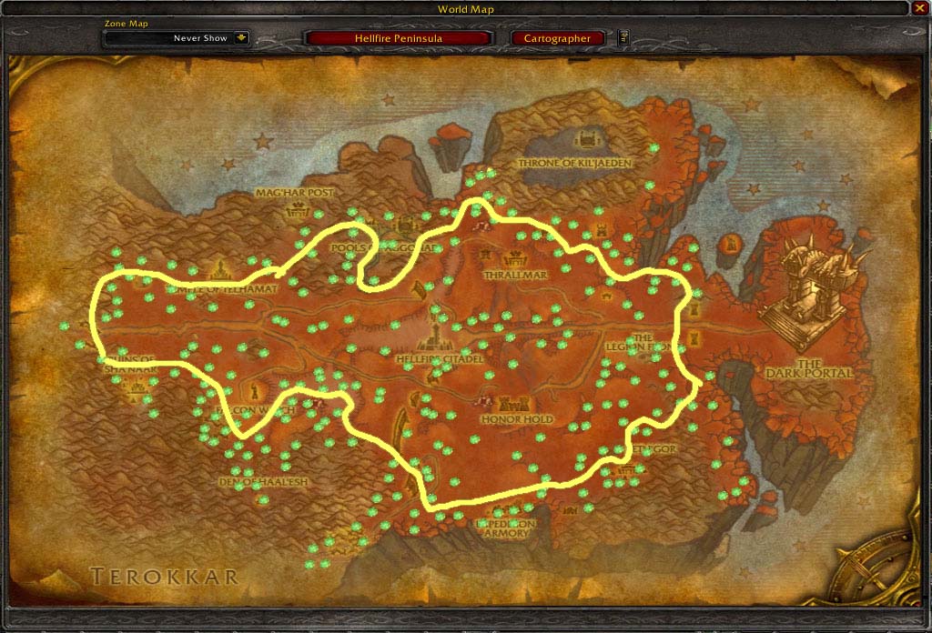 Hellfire mining guide's map