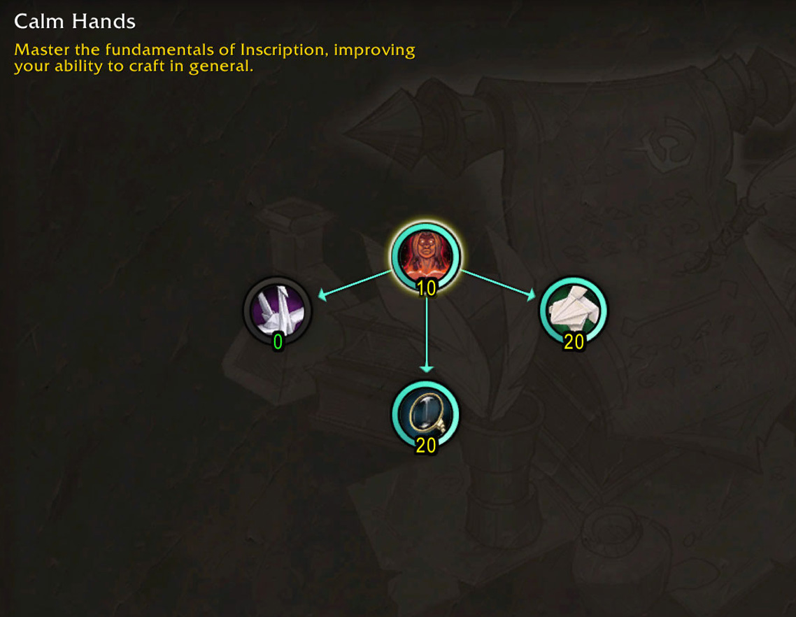 Inscription Calm Hands Multicraft and Resourcefulness tree