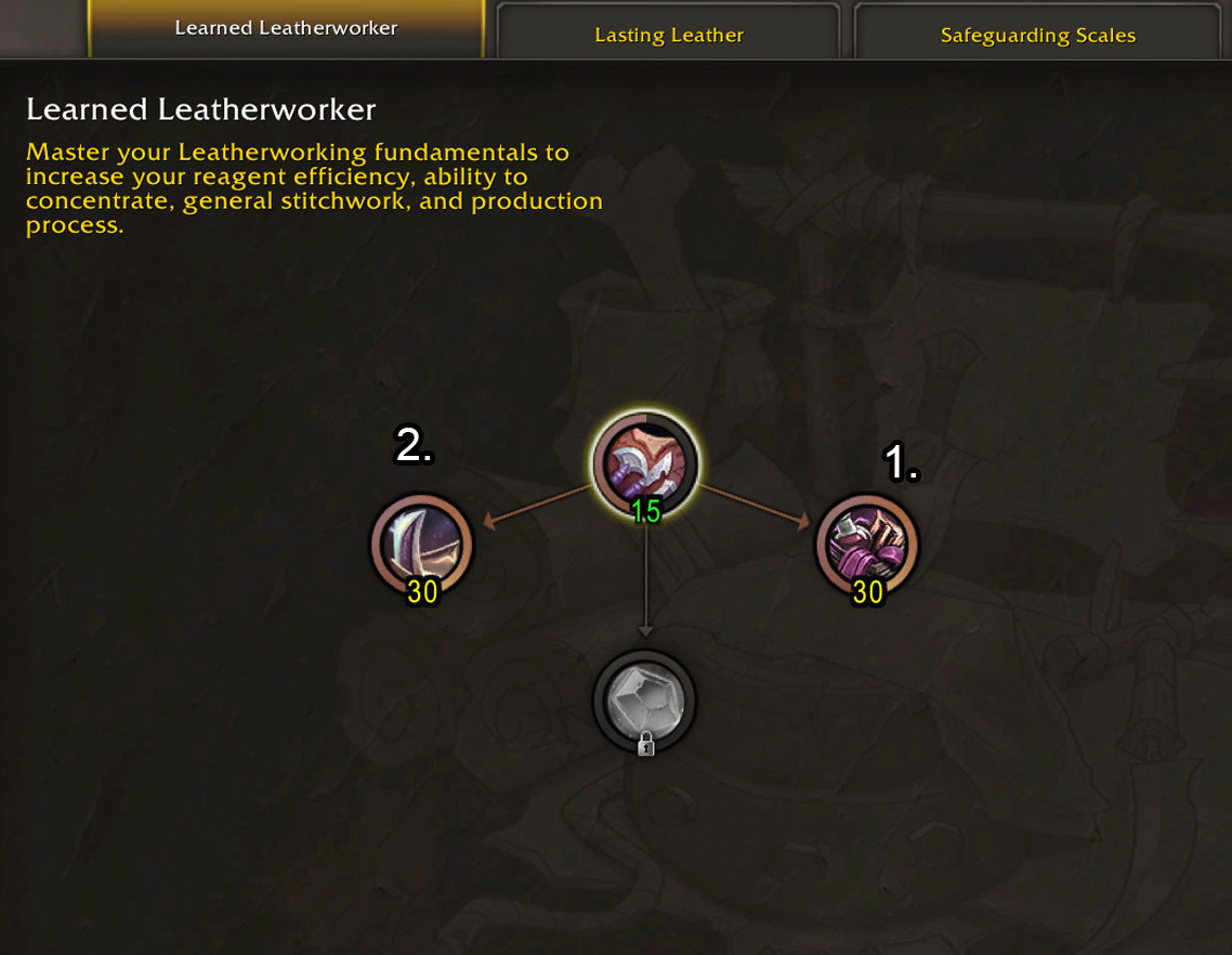 Leatherworking Multicraft and Resourcefulness specialization tree