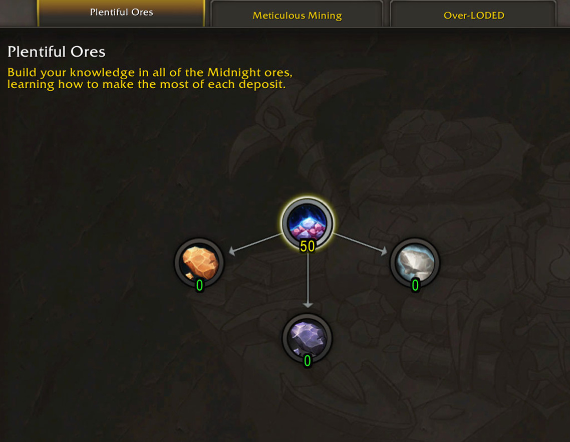 Mining Plentiful Ores skill specialization tree